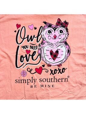 EUC Women’s Large Simply Southern SS Graphic Owl TShirt